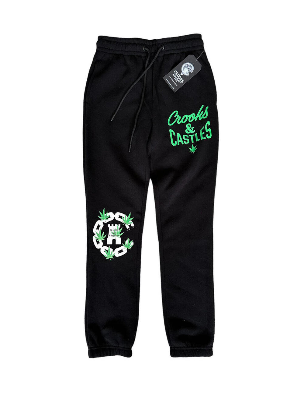 Crooks And Castles Kush And Caviar Black Green Joggers Pants Men’s Size Small